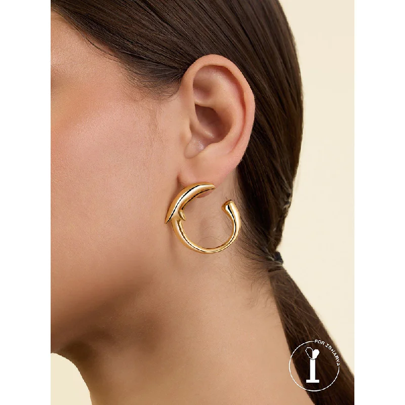 women's protective charm earrings-Isharya Gold Dolphin Hoops In 18Kt Gold Plated