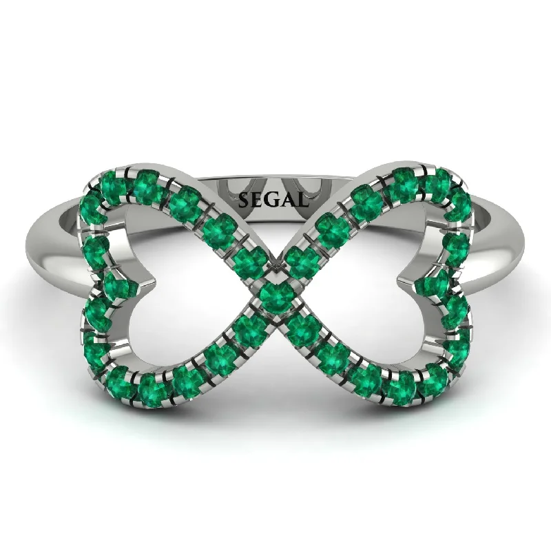 women's diamond rings-Infinity Heart Emerald Ring - Blakely No. 6