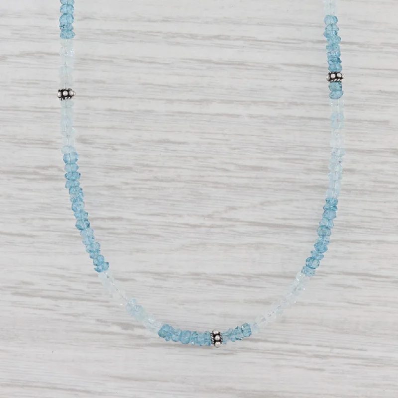 women's spiritual necklaces-New Nina Nguyen Blue Topaz Bead Necklace Sterling Silver 32-36" Adjustable Layer