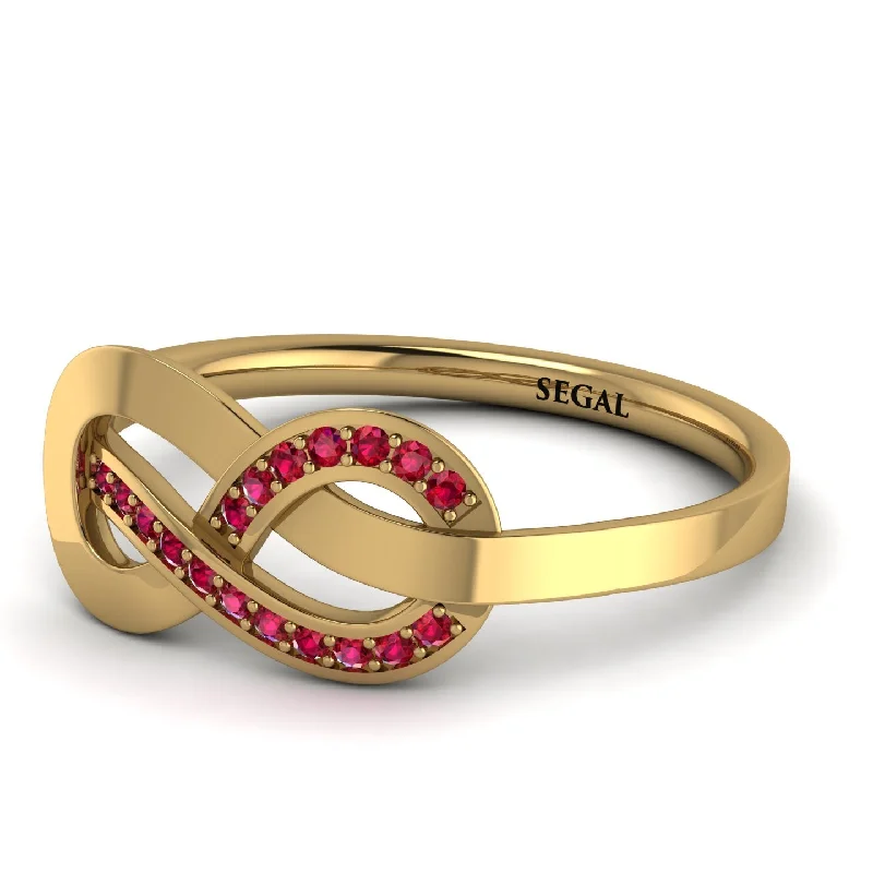 women's solitaire rings-Infinity Yin Yang Ruby Ring - Lydia No. 10