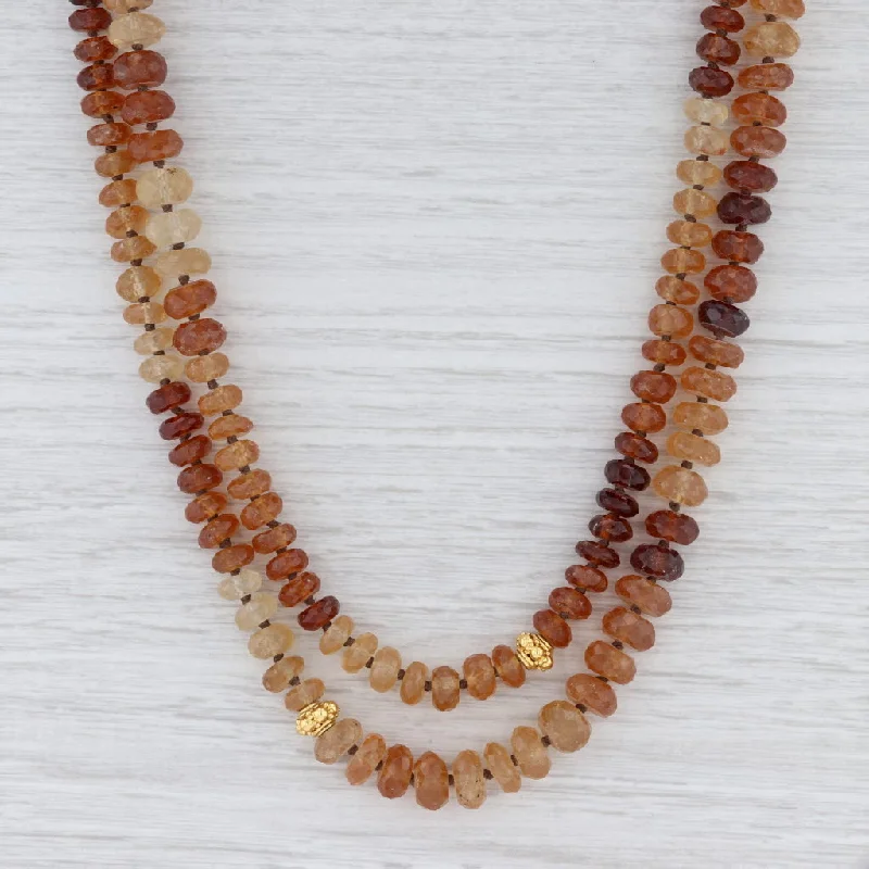 women's infinity necklaces-New Nina Nguyen Garnet Bead Necklace Sterling Silver Gold Vermeil Long Statement