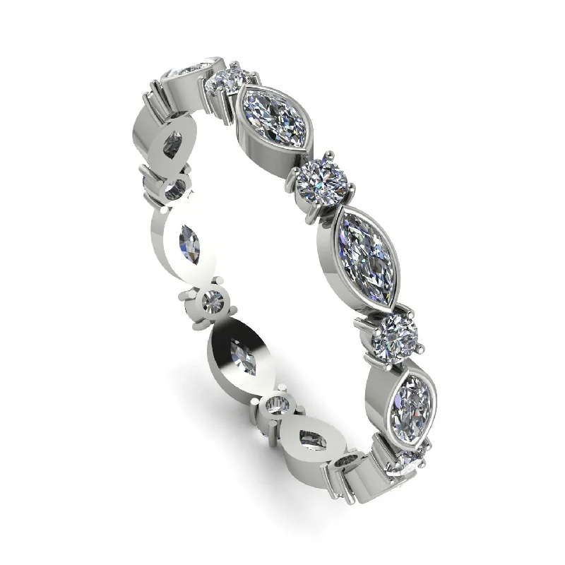 women's delicate rings-Marquise Diamond Eternity Band - Cecilia No. 3