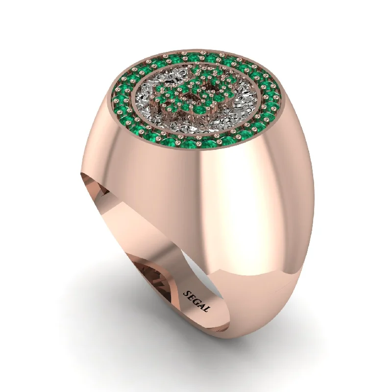 women's sapphire rings-Glamorous Emerald Bitcoin Ring - Dominic No. 17