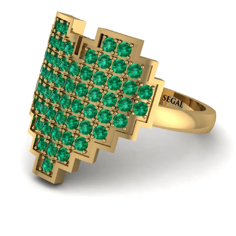 women's celestial planet rings-Full Heart Emerald Ring - Zara No. 4