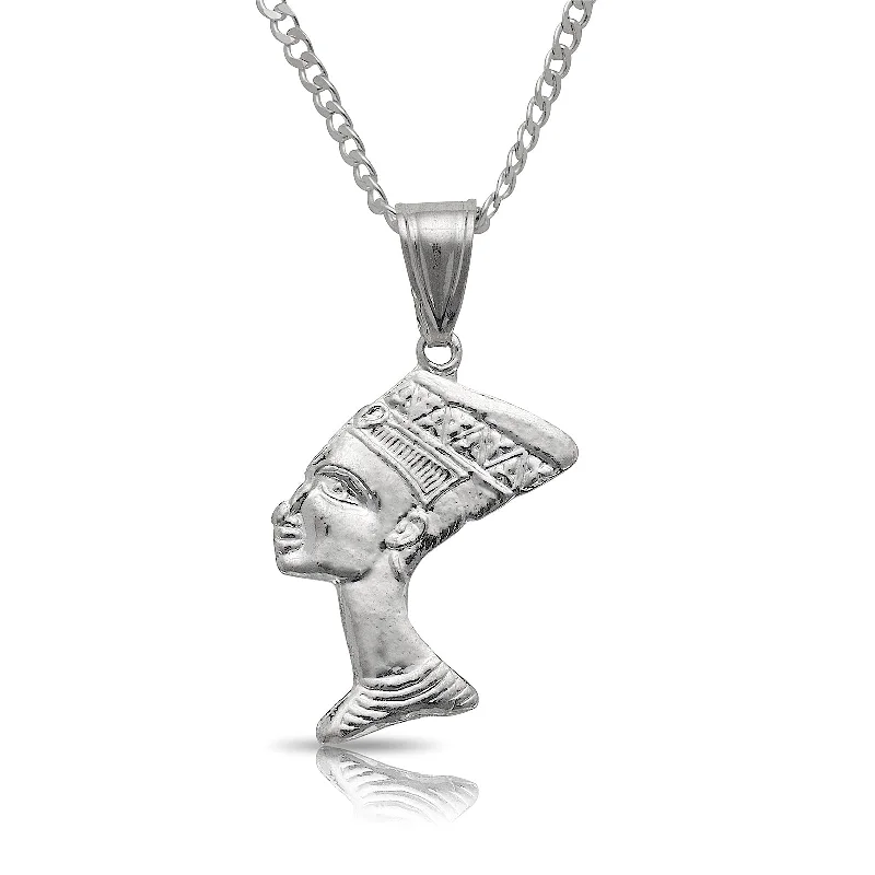 women's luxury designer necklaces-Small Queen Nefertiti .925 Sterling Silver Pendant Necklace