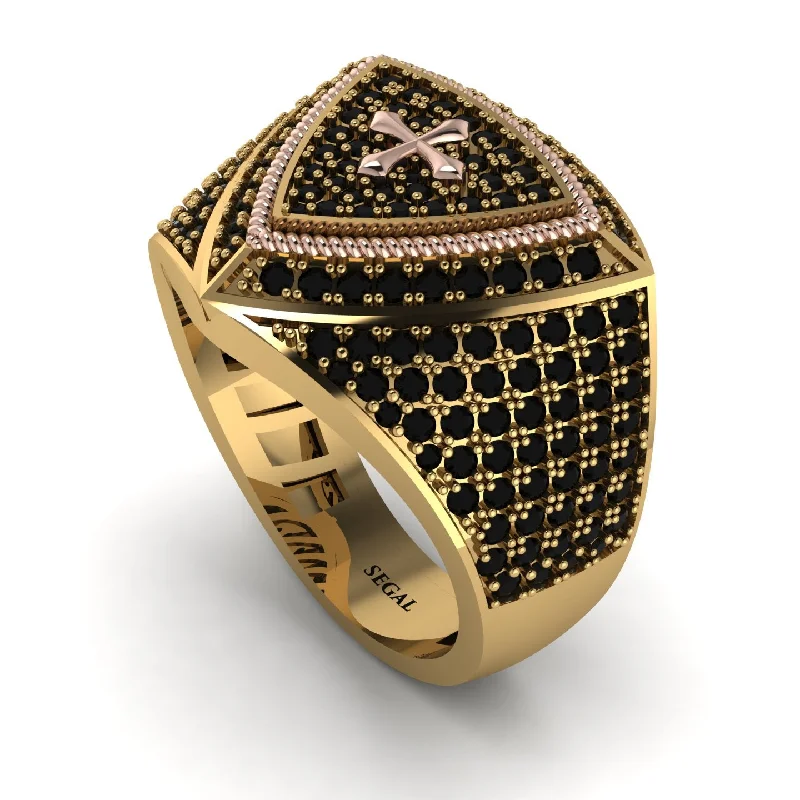 women's celestial rings-Black Diamond Men Signet Ring - Roger No. 22