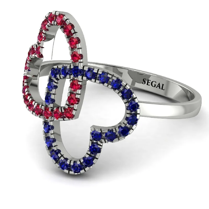 women's gemstone rings-Two Hearts Ruby Ring - Selena No. 72