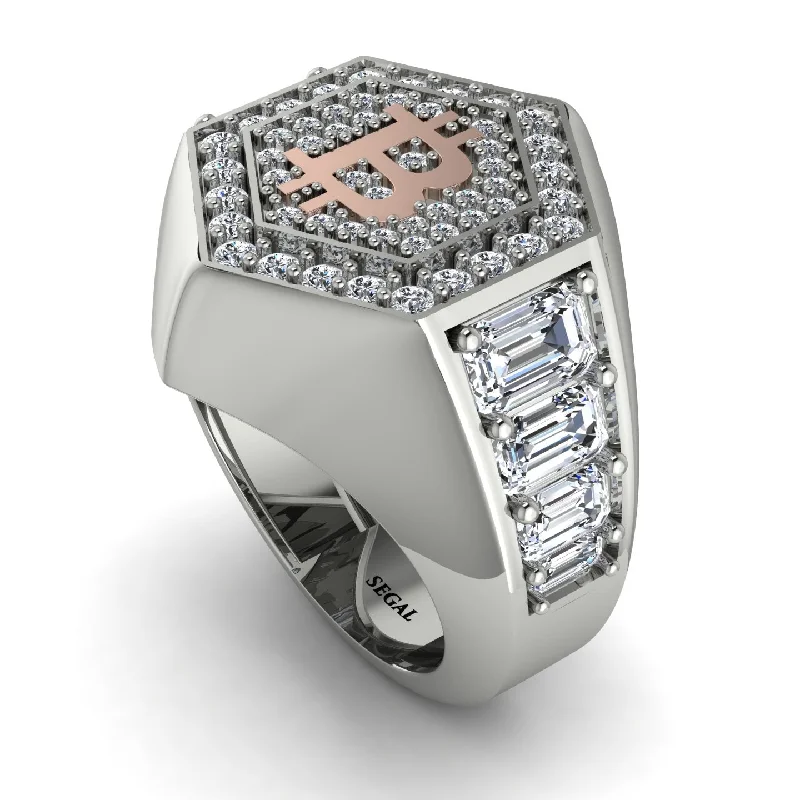 women's platinum rings-Bitcoin Diamond Signet Ring - Axel No. 6