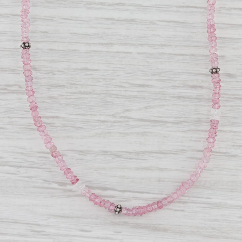 women's luxury designer necklaces-New Nina Nguyen Pink Topaz Bead Harmony Necklace Sterling Silver Long Adjustable