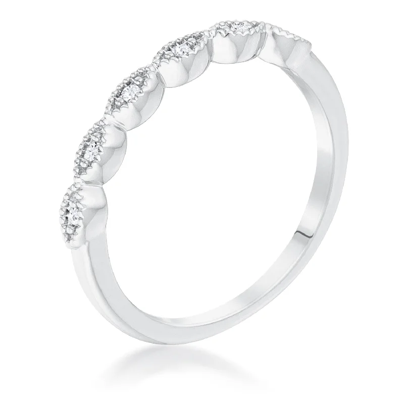 women's luxury rings-Kasey Cubic Zirconia Silver Stackable Ring