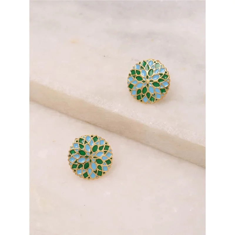 women's star earrings-Zurooh Floral Enamel Studs