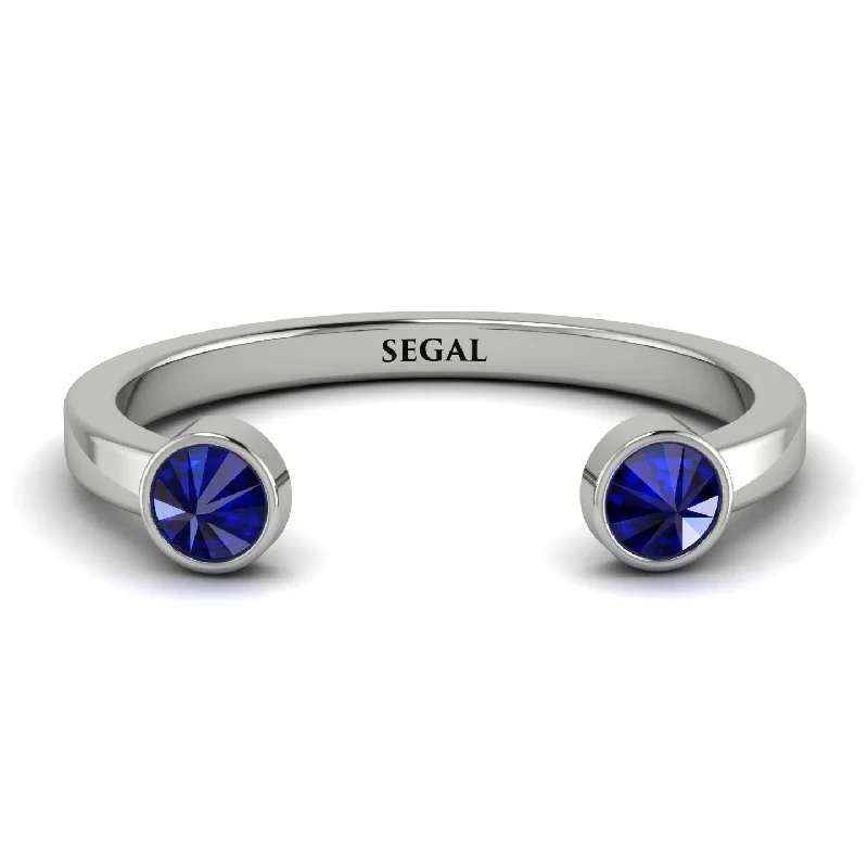 women's luxury rings-Upside Down Diamond Open Sapphire Ring - Melody No. 15