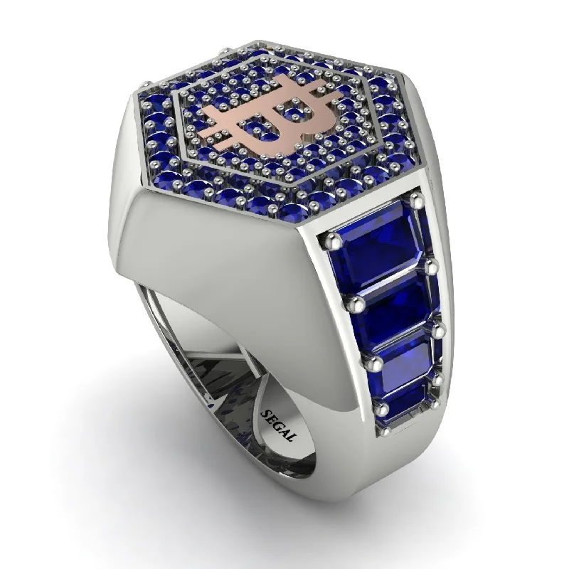 women's best friend rings-Bitcoin Sapphire Signet Ring - Axel No. 42