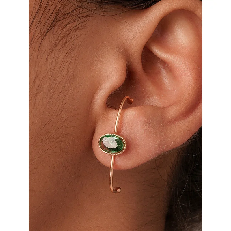 women's snake earrings-Suhani Pittie Molten Mint Gold Plated Green Crystal Loop Stud Earrings