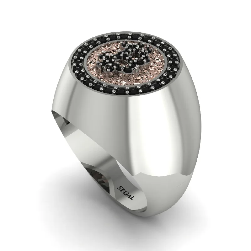 women's engagement rings-Glamorous Black Diamond Bitcoin Ring - Dominic No. 24