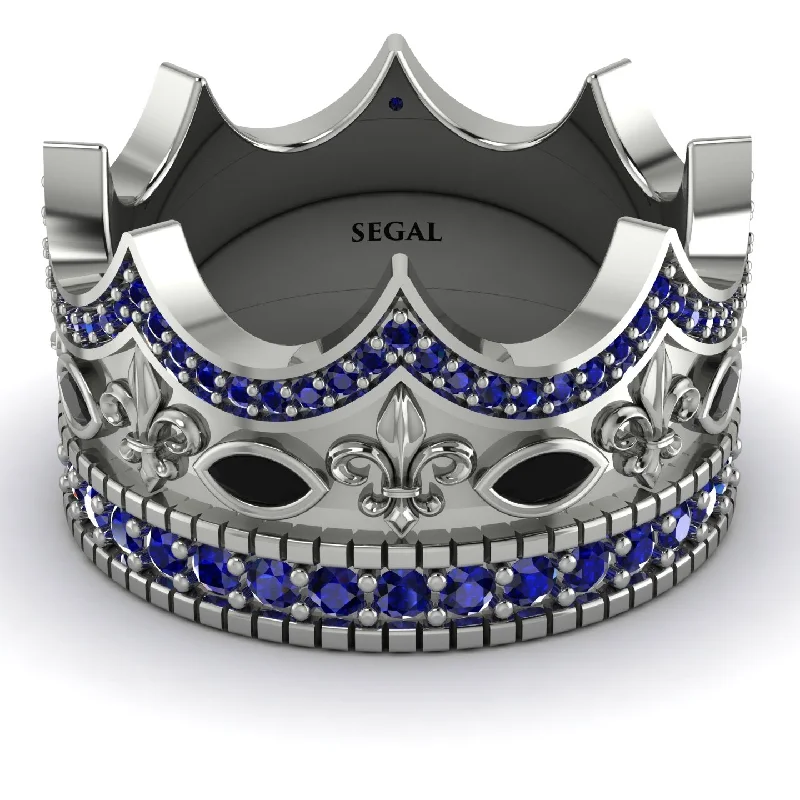 women's gothic rings-Royal Sapphire Crown Ring For Men - Harold No. 69