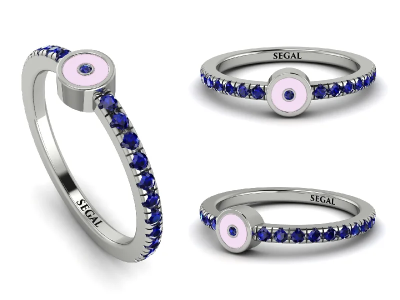 women's statement rings-Elegant Enamel Nazar Eye Sapphire Ring - Nazar Eye No. 15