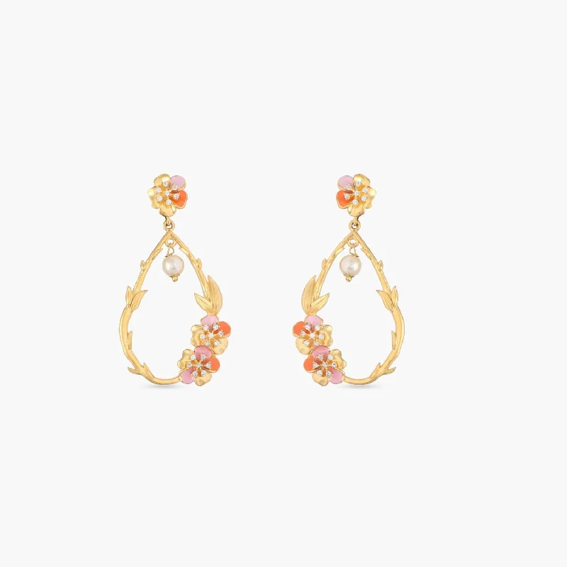 women's simple elegant earrings-Jalaja Statement Floral Drop Earrings