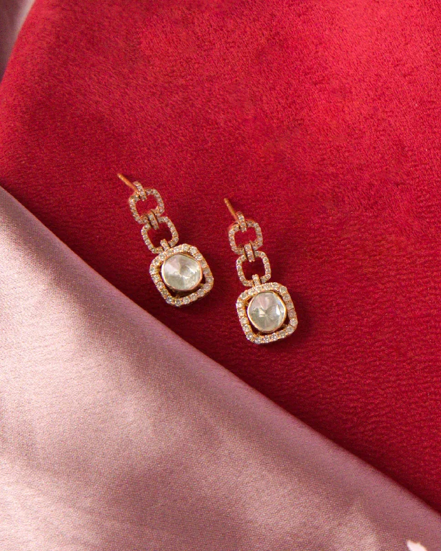 women's huggie earrings-Reshma Polki And Diamond Long Earrings