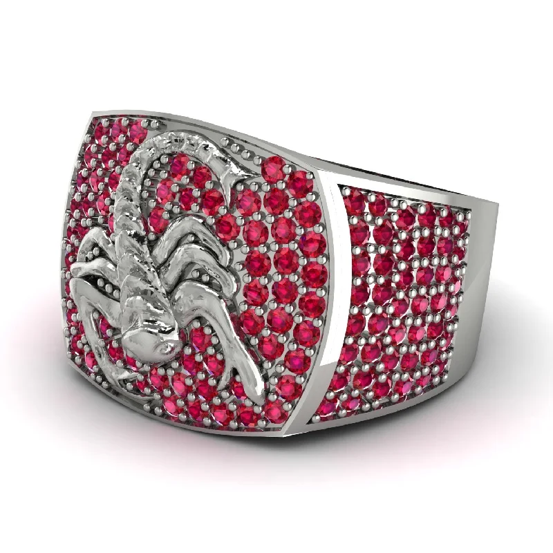 women's signet rings-Scorpion Men Ruby Signet Ring - Sean No. 12