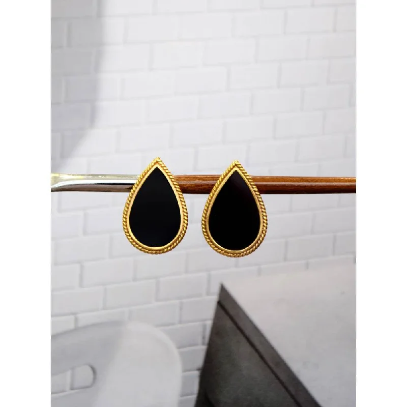 women's chic earrings-Suhani Pittie Black 22k Gold Plated Earrings