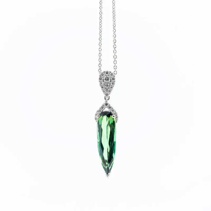 women's gold necklaces-Fantasy Cut Tourmaline and Diamond Necklace