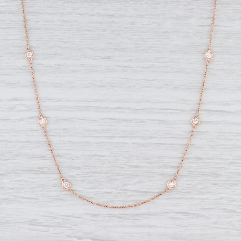 women's unique necklaces-New Michael Christoff 1.20ctw Diamond Station Necklace 14k Rose Gold 18"