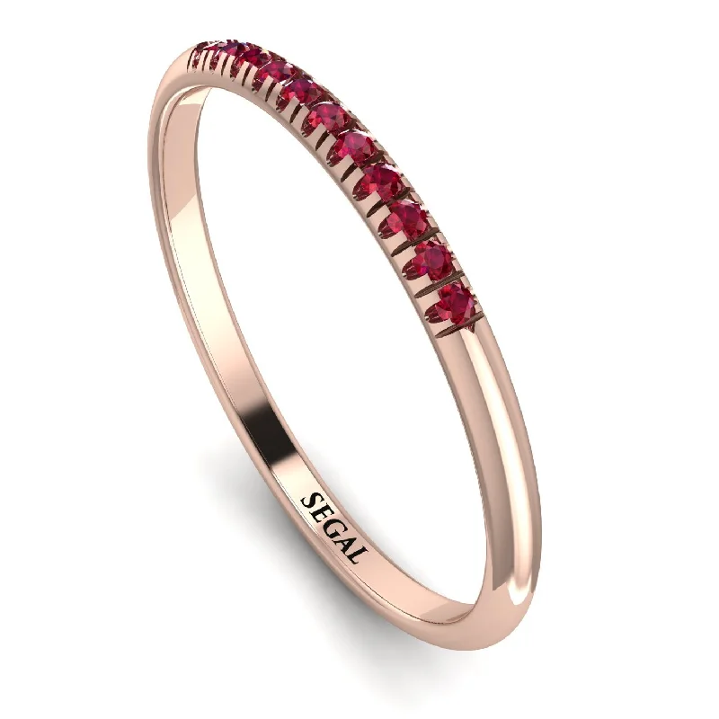 women's geometric rings-Half Eternity Band With Ruby - Ayla No. 11