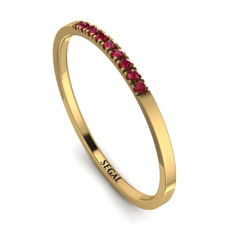 women's reiki energy rings-Thin Eternity Ruby Band - Daisy No. 10