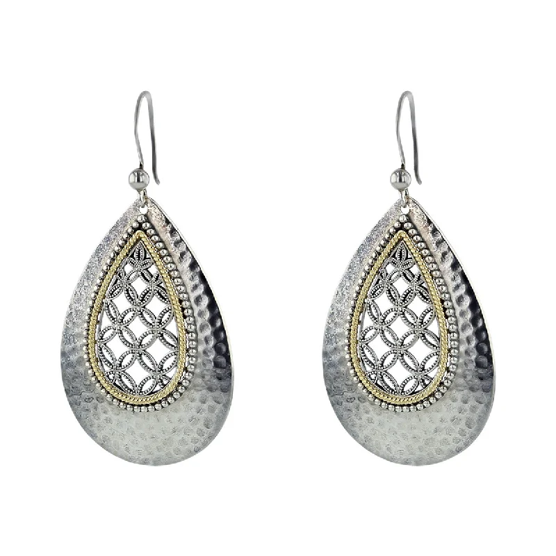 women's eco-friendly earrings-14K and Sterling Silver Pear-Shaped Earrings