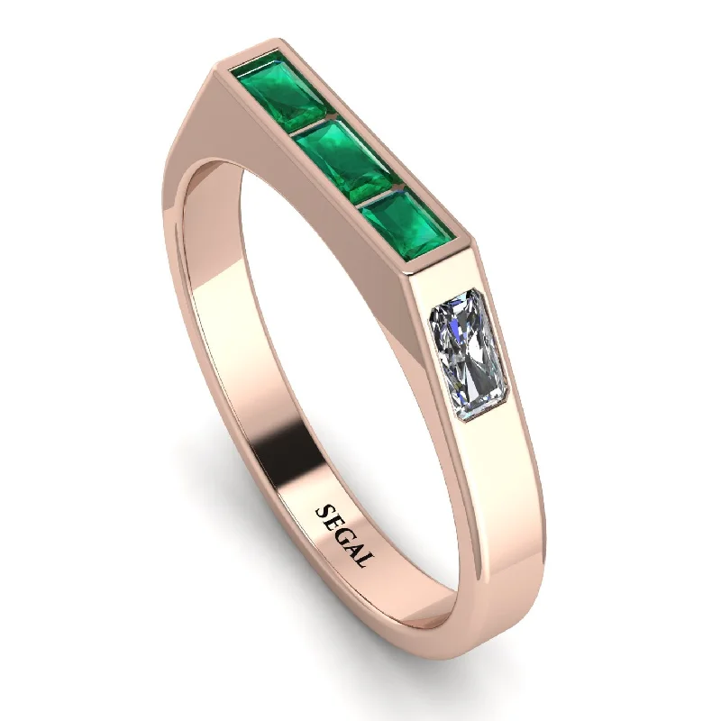 women's celestial moon rings-Emerald Cut Thin Emerald Signature Ring - Sara No. 5