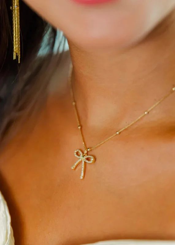 women's casual necklaces-Isabella Bow Necklace