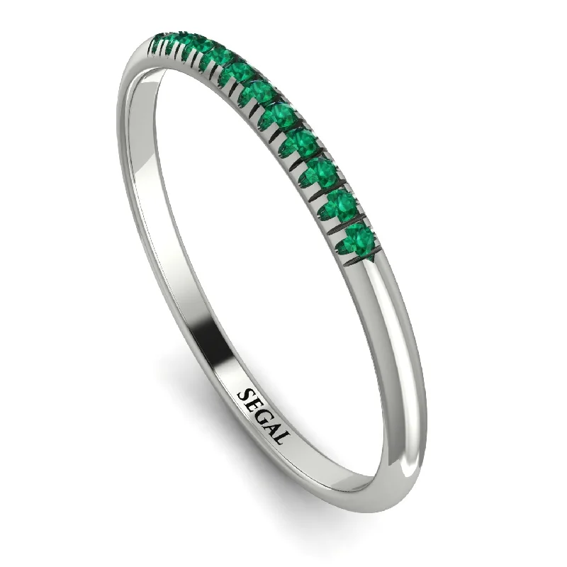 women's eco-friendly rings-Half Eternity Band With Emerald - Ayla No. 6