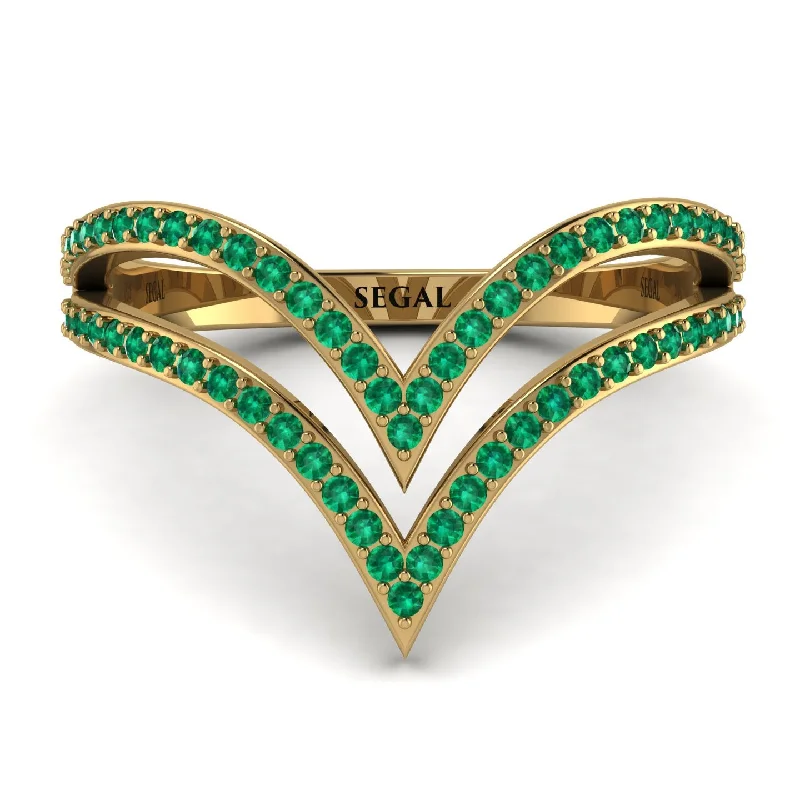 women's magnetic rings-Double V Emerald Ring - Lyla No. 4