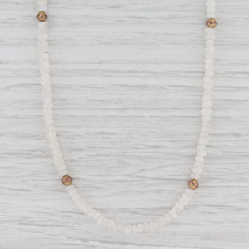 women's nature-inspired necklaces-New Nina Nguyen Moonstone Bead Necklace Sterling Gold Vermeil Adjustable 38.5"