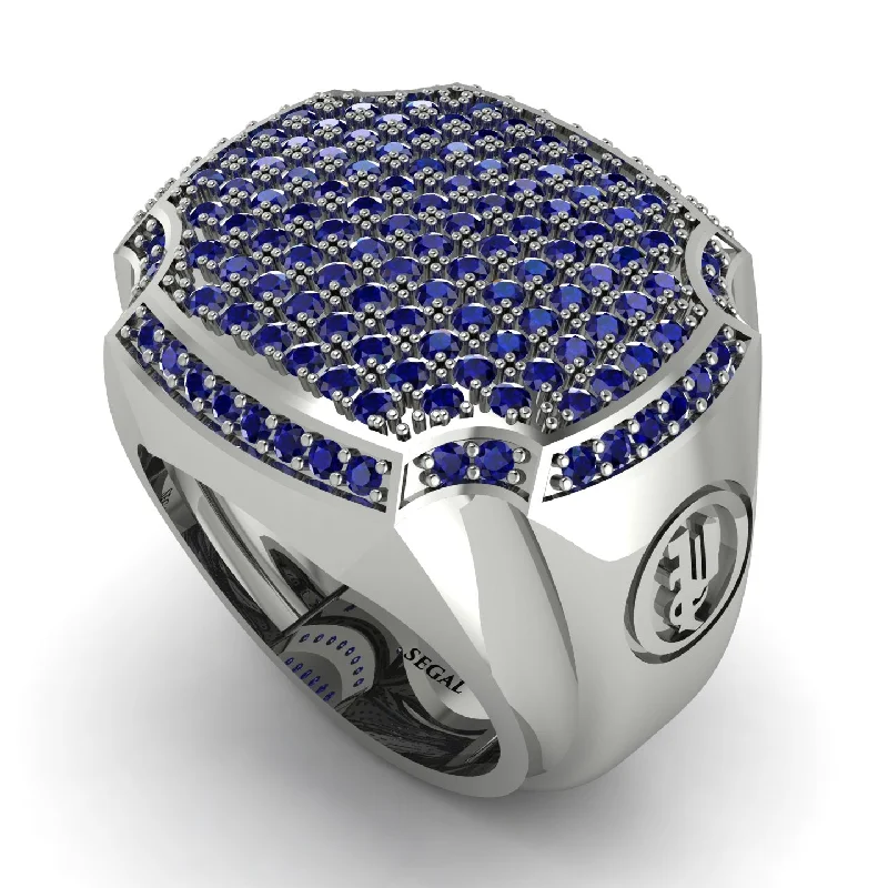 women's solitaire rings-Sapphire Men Signet Ring - Carl No. 18