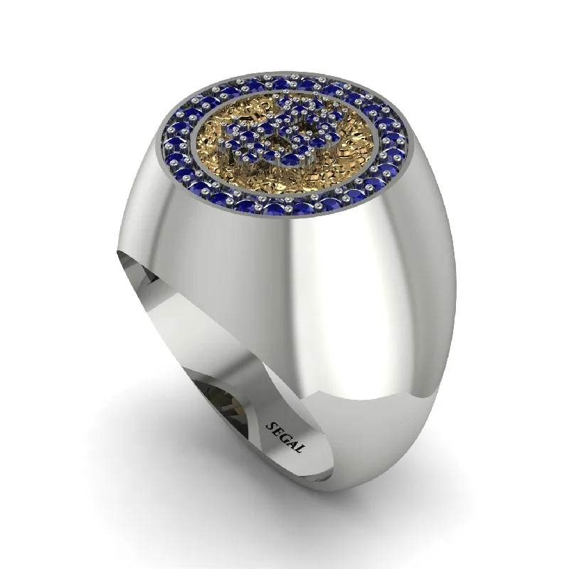 women's romantic rings-Glamorous Sapphire Bitcoin Ring - Dominic No. 39