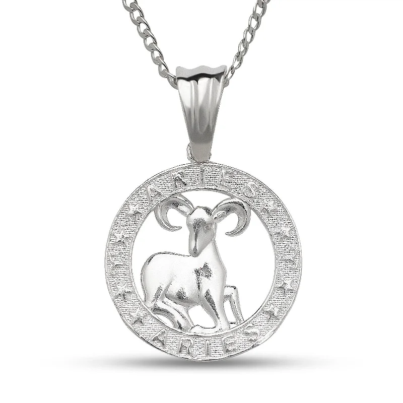 women's oversized necklaces-Better Jewelry .925 Sterling Silver Zodiac Sign Necklace