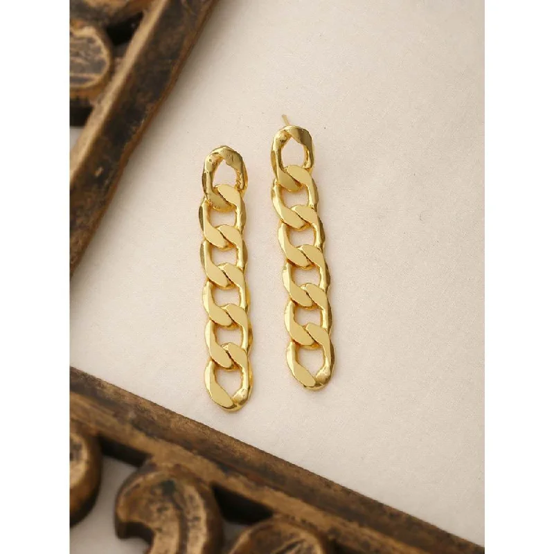 women's zodiac earrings-Zurooh 18K Gold Plated Chain Danglers