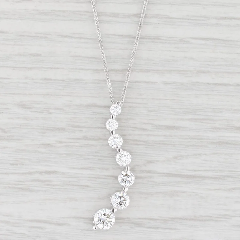 women's diamond necklaces-1.94ctw Diamond Journey Pendant Necklace 18k White Gold 18" Wheat Chain