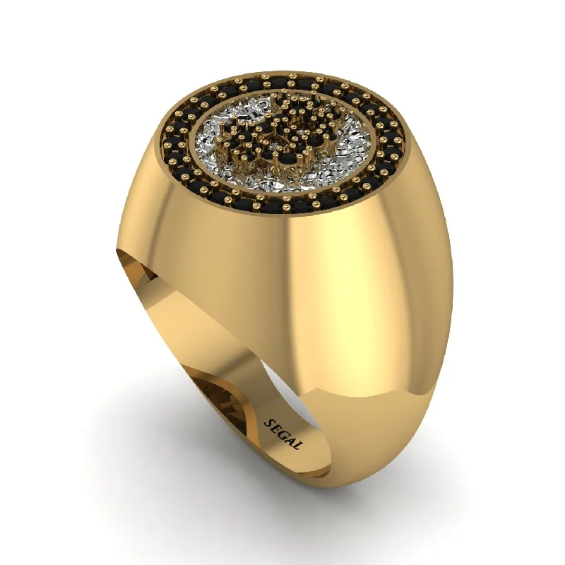 women's gold rings-Glamorous Black Diamond Bitcoin Ring - Dominic No. 25