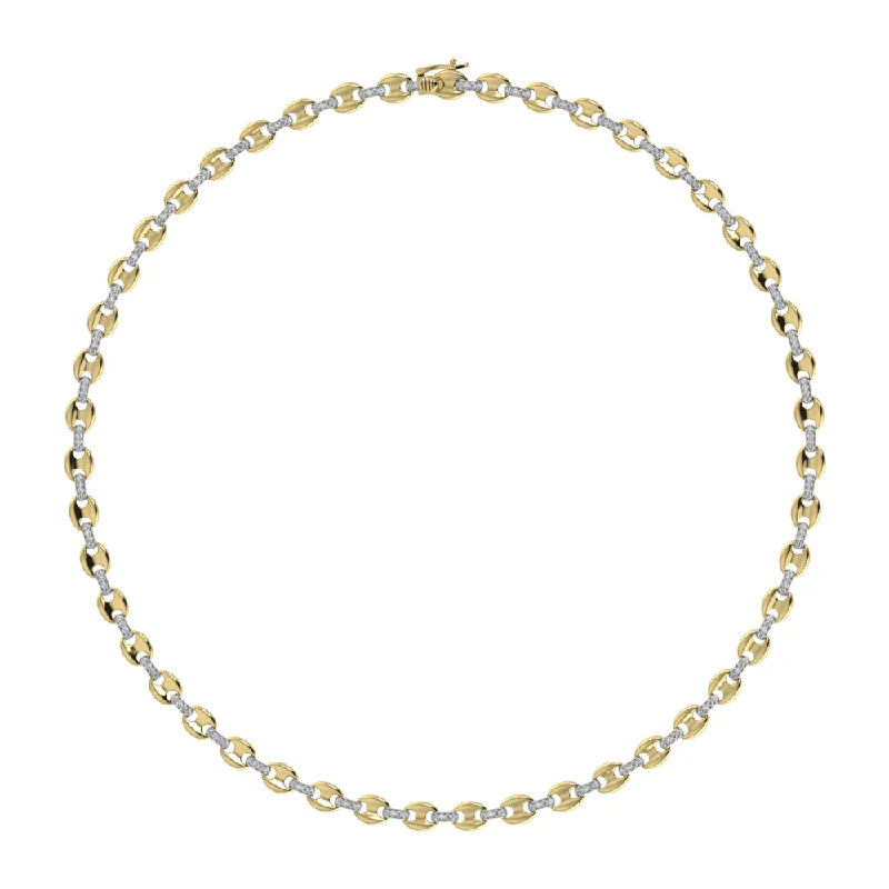 women's opal necklaces-Diamond 1 1/3 Ct.Tw. Puffy Mariner Link Necklace in 14K Yellow Gold