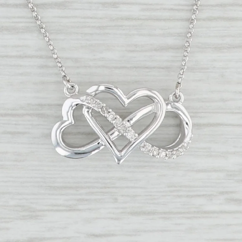 women's simple elegant necklaces-Diamond Heart Knot Pendant 10k White Gold 16.5" Cable Chain Necklace