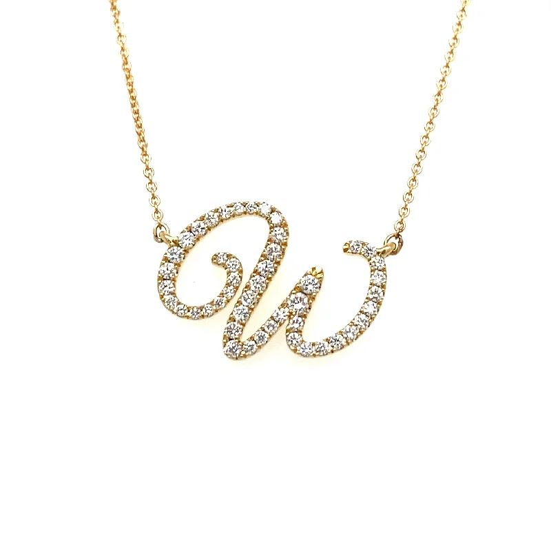 women's handcrafted necklaces-Lisa Nik "W" Initial Necklace