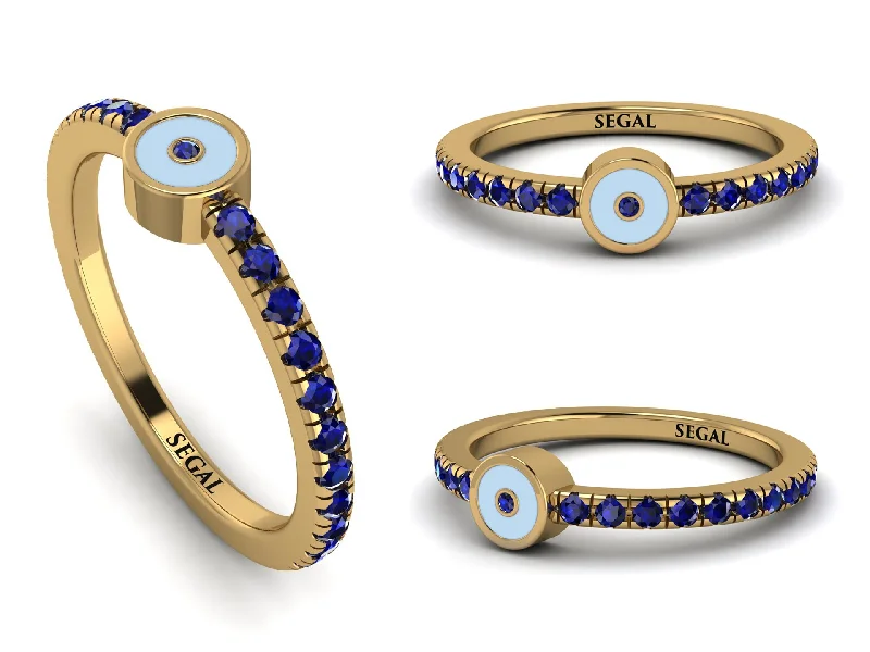 women's handmade rings-Elegant Enamel Nazar Eye Sapphire Ring - Nazar Eye No. 13