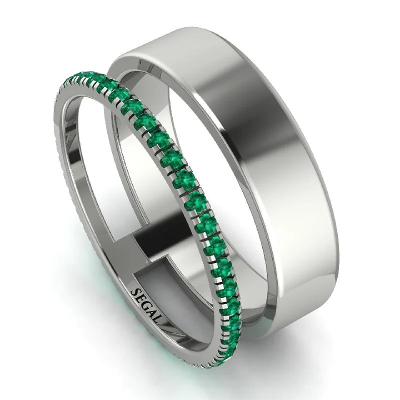 women's geometric rings-Golden Ratio Emerald Band - Isabel No. 6