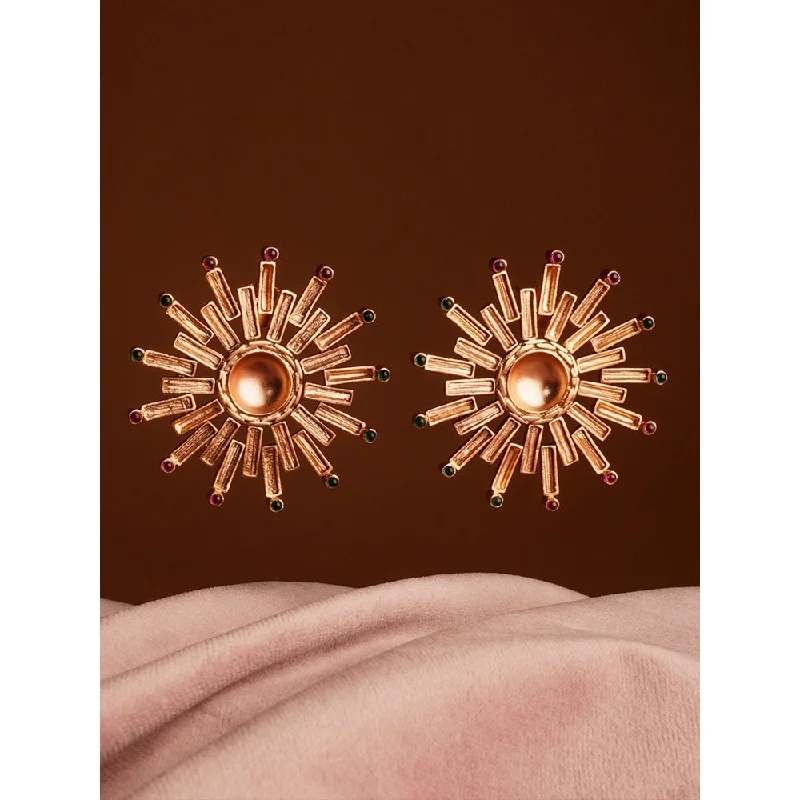 women's cross earrings-Suhani Pittie Sun Burst Gold Plated Stud Earrings