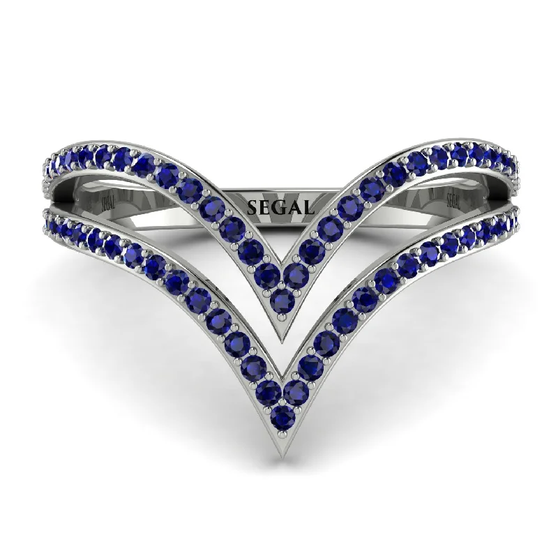 women's stacked rings-Double V Sapphire Ring - Lyla No. 15