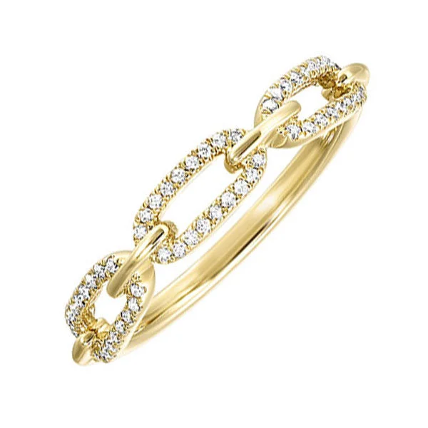 women's floral engraved rings-10K Yellow Gold Diamond Paperclip Ring