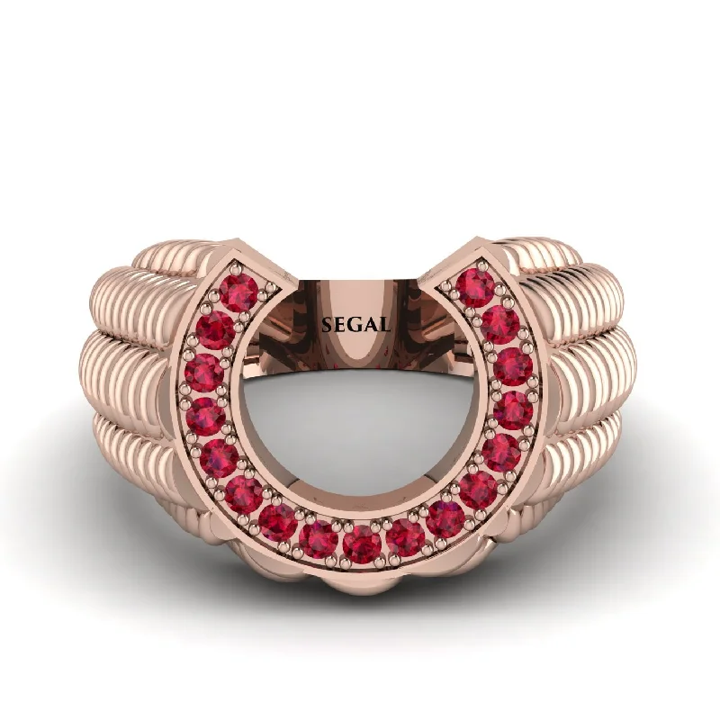 women's celestial moon rings-Ruby Men Horseshoe Luck Ring - Gerald No. 11